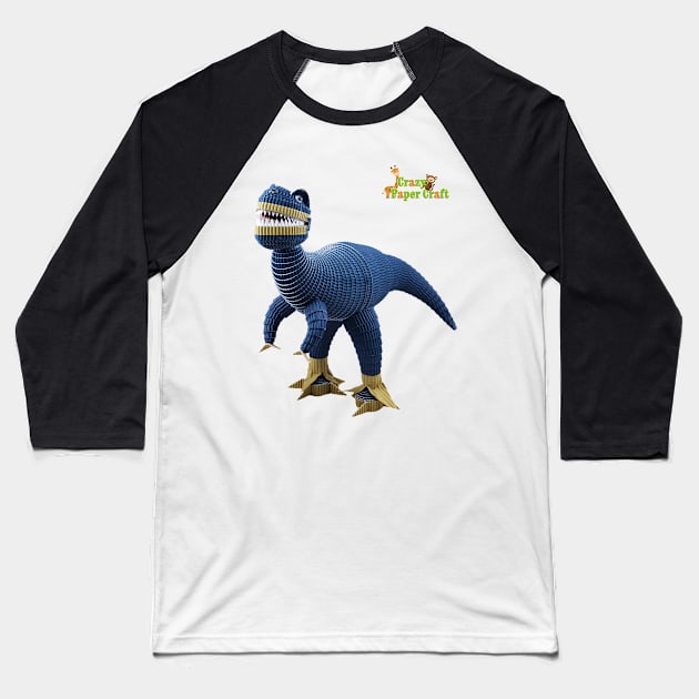 T-Rex Baseball T-Shirt by CrazyPaperCraft